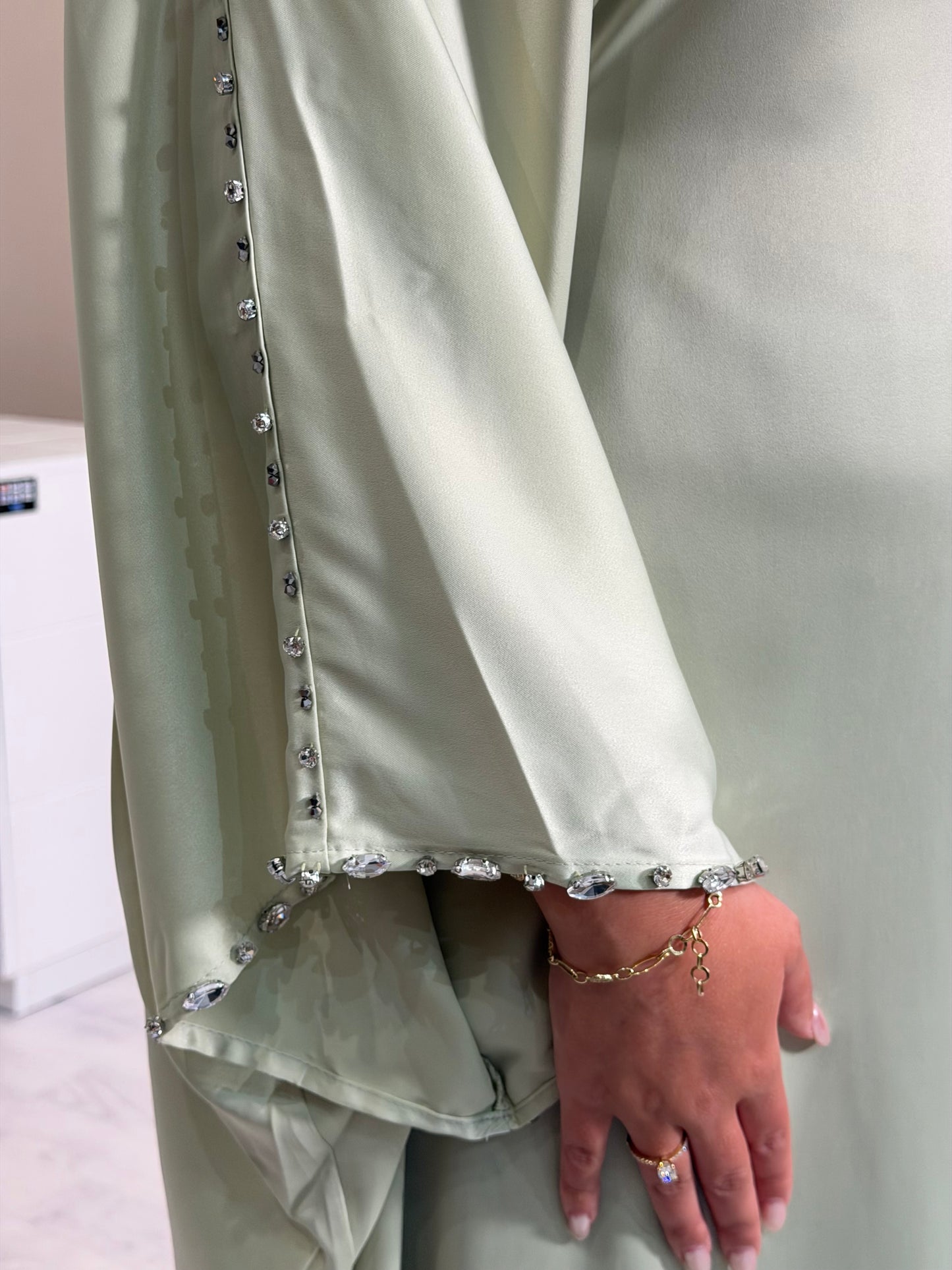 Mint green Kaftan + Strass