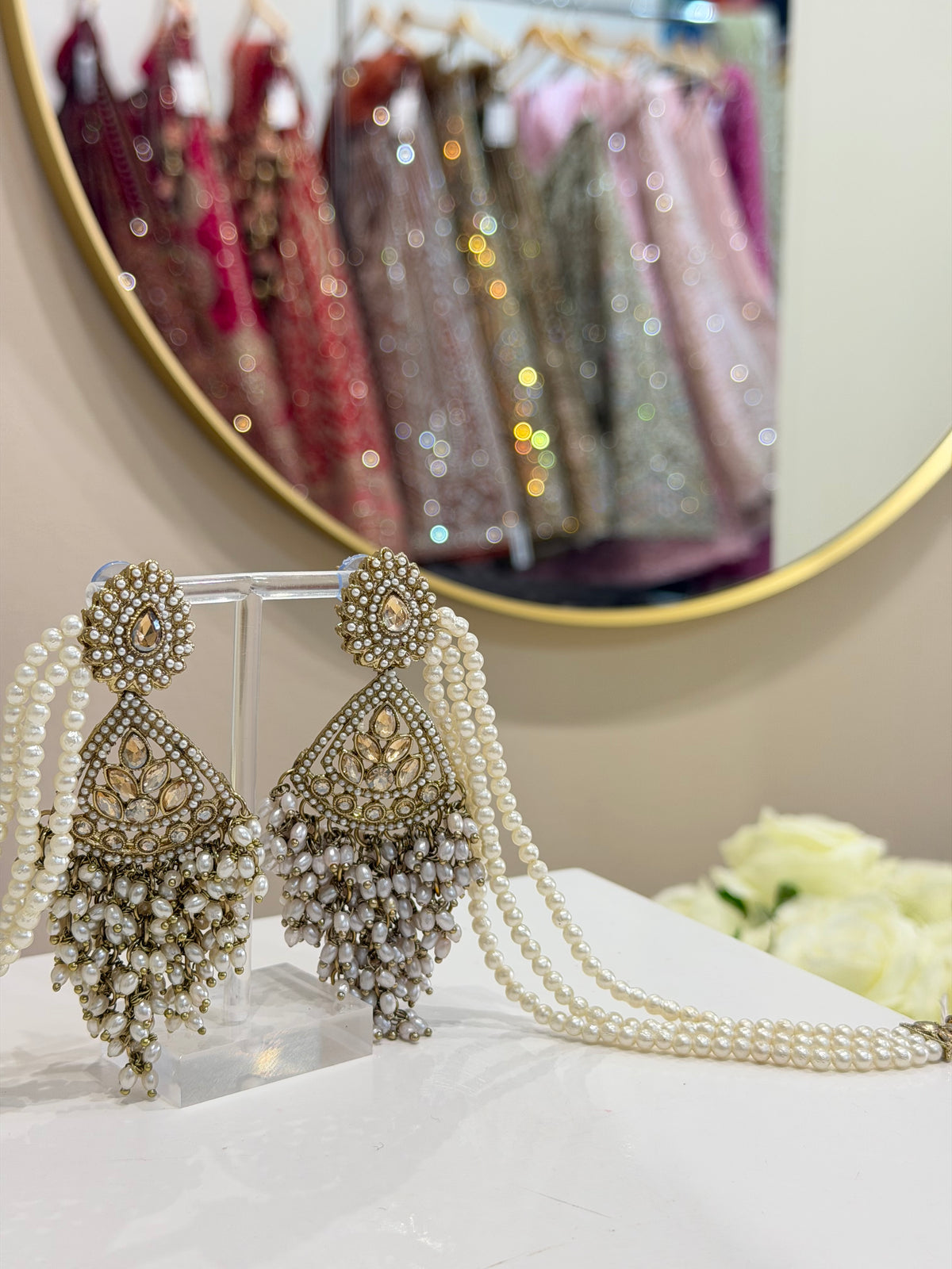 Earrings with Pearl Chain Jewellery