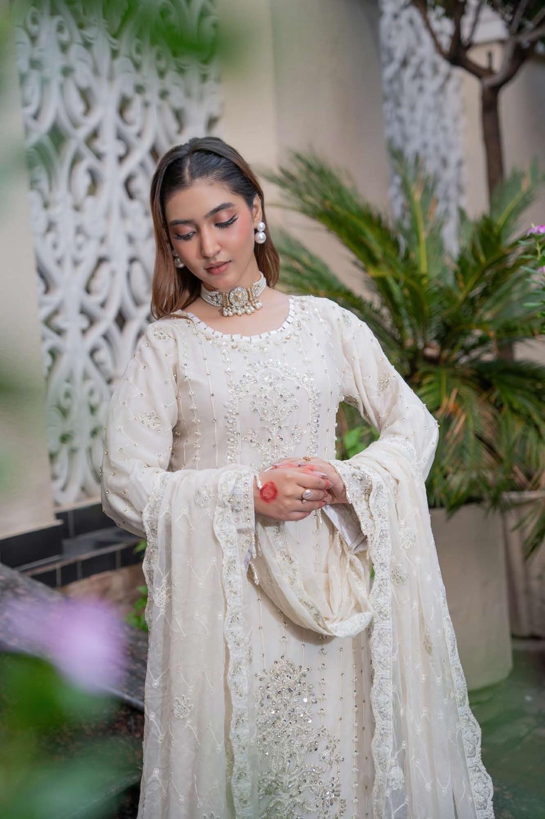 Chiffon Lux Embroidered Suit- design 5 -