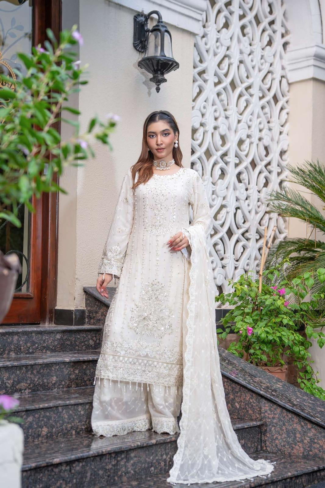 Chiffon Lux Embroidered Suit- design 5 -