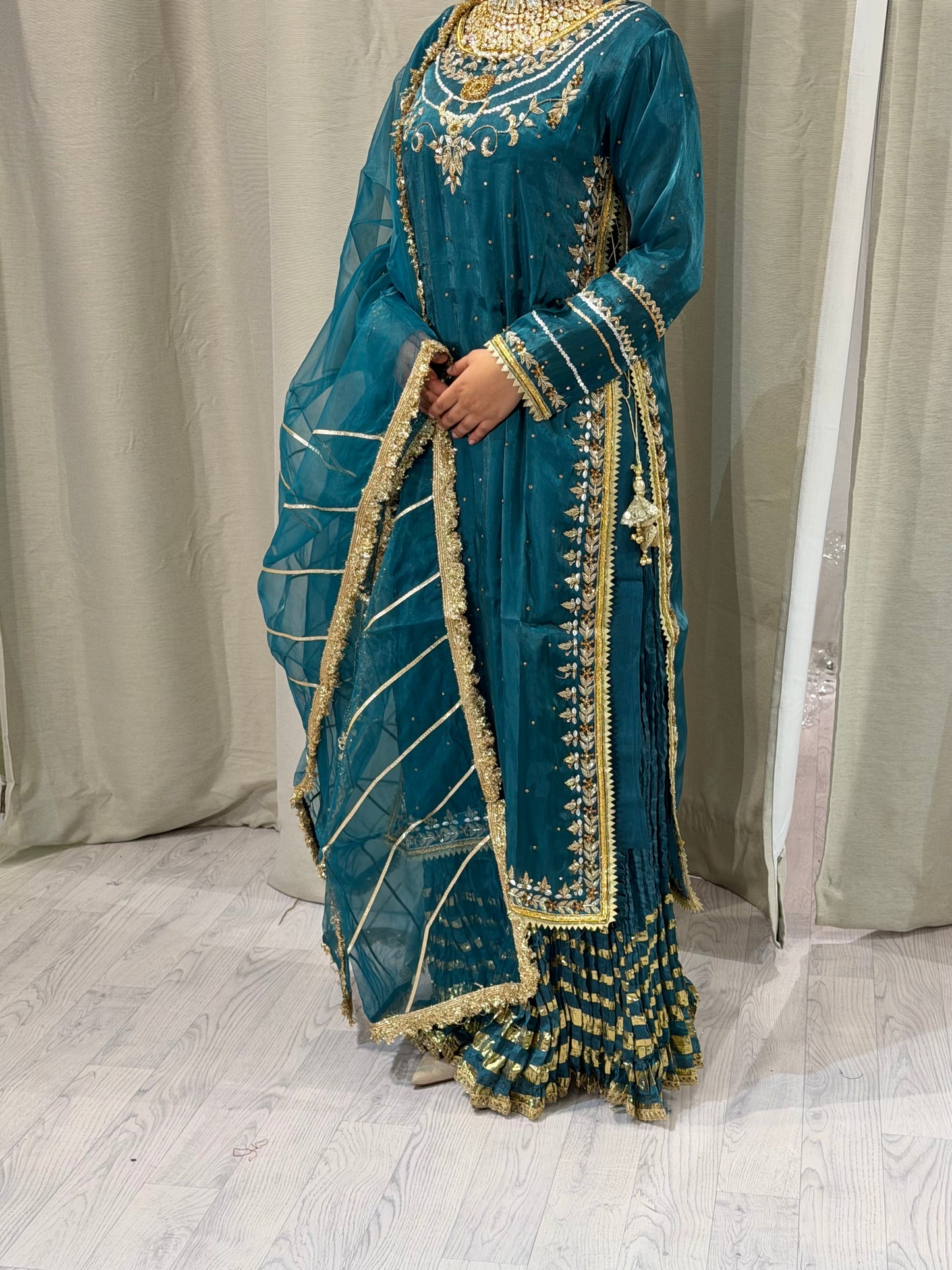 Soft Silk Teal Sharara