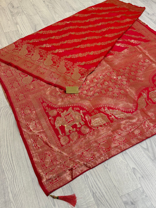 Scarlet Red Silk Saree