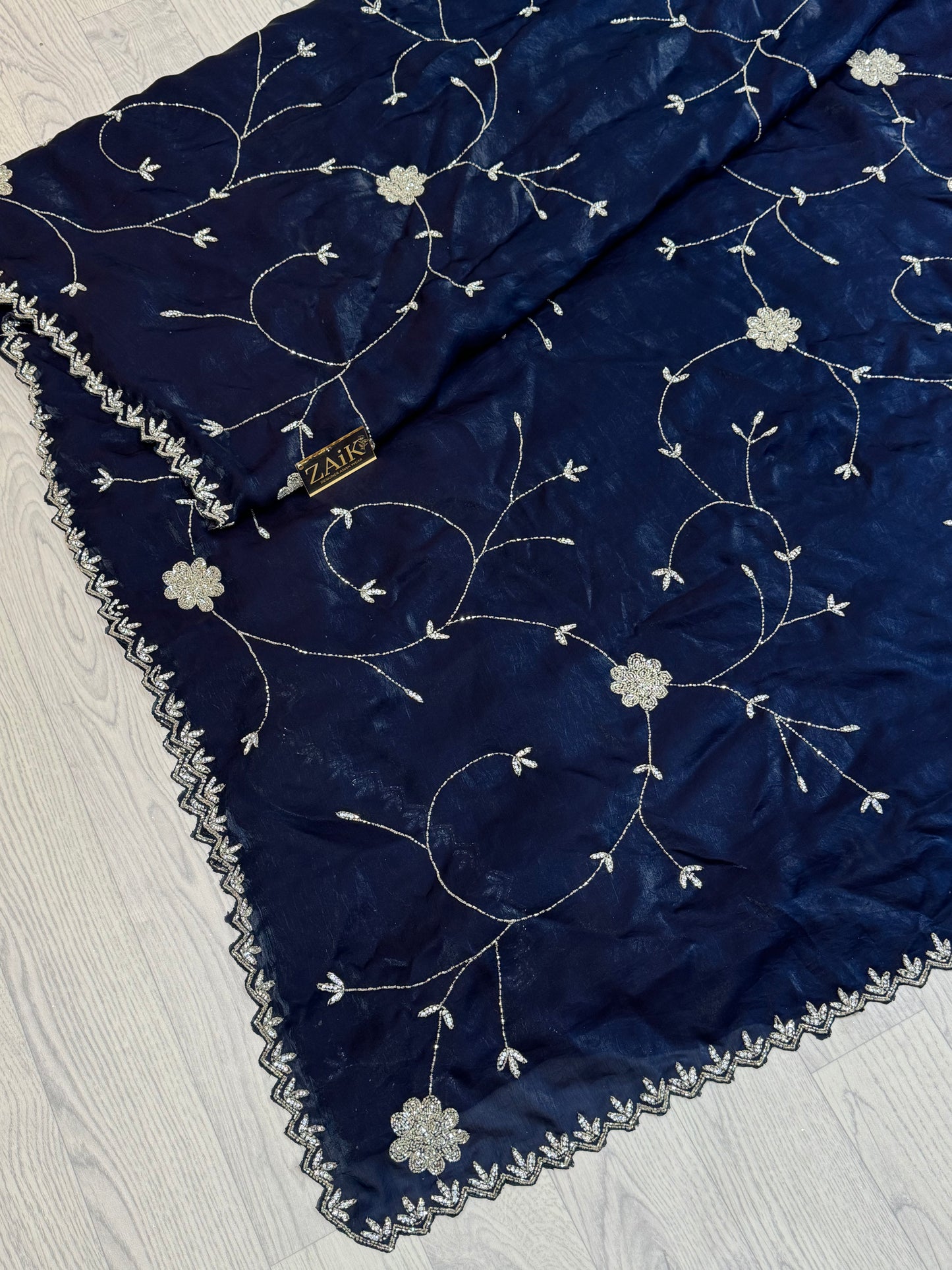 Midnight Blue Handworked Saree