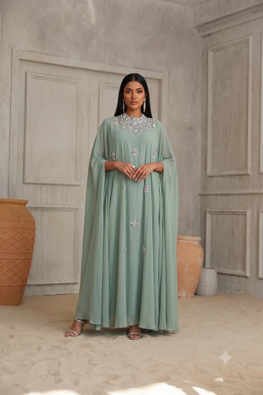 Pista green Kaftan + Strass
