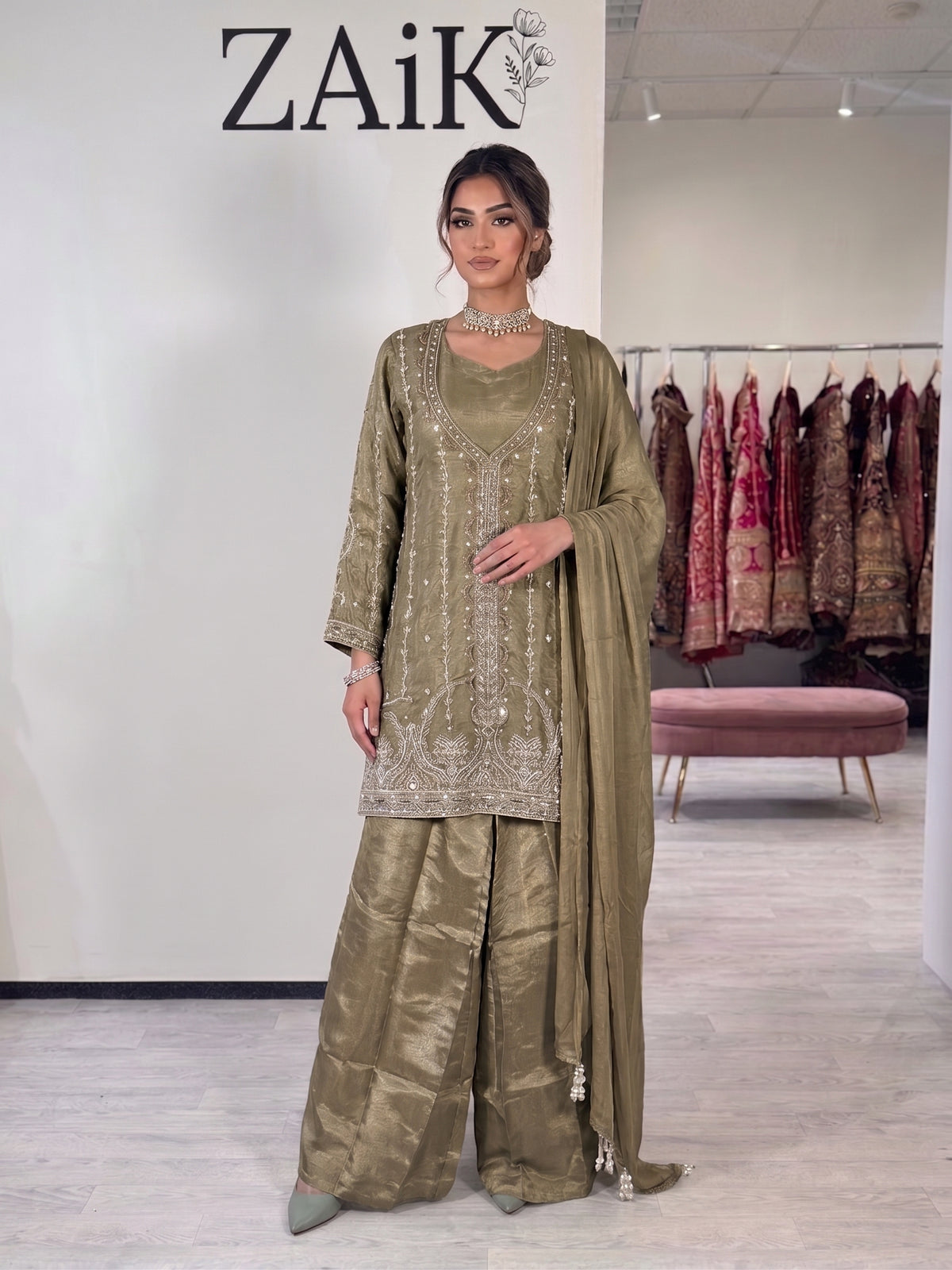 Indo Western  Design set -Tissue Silk Sharara 11