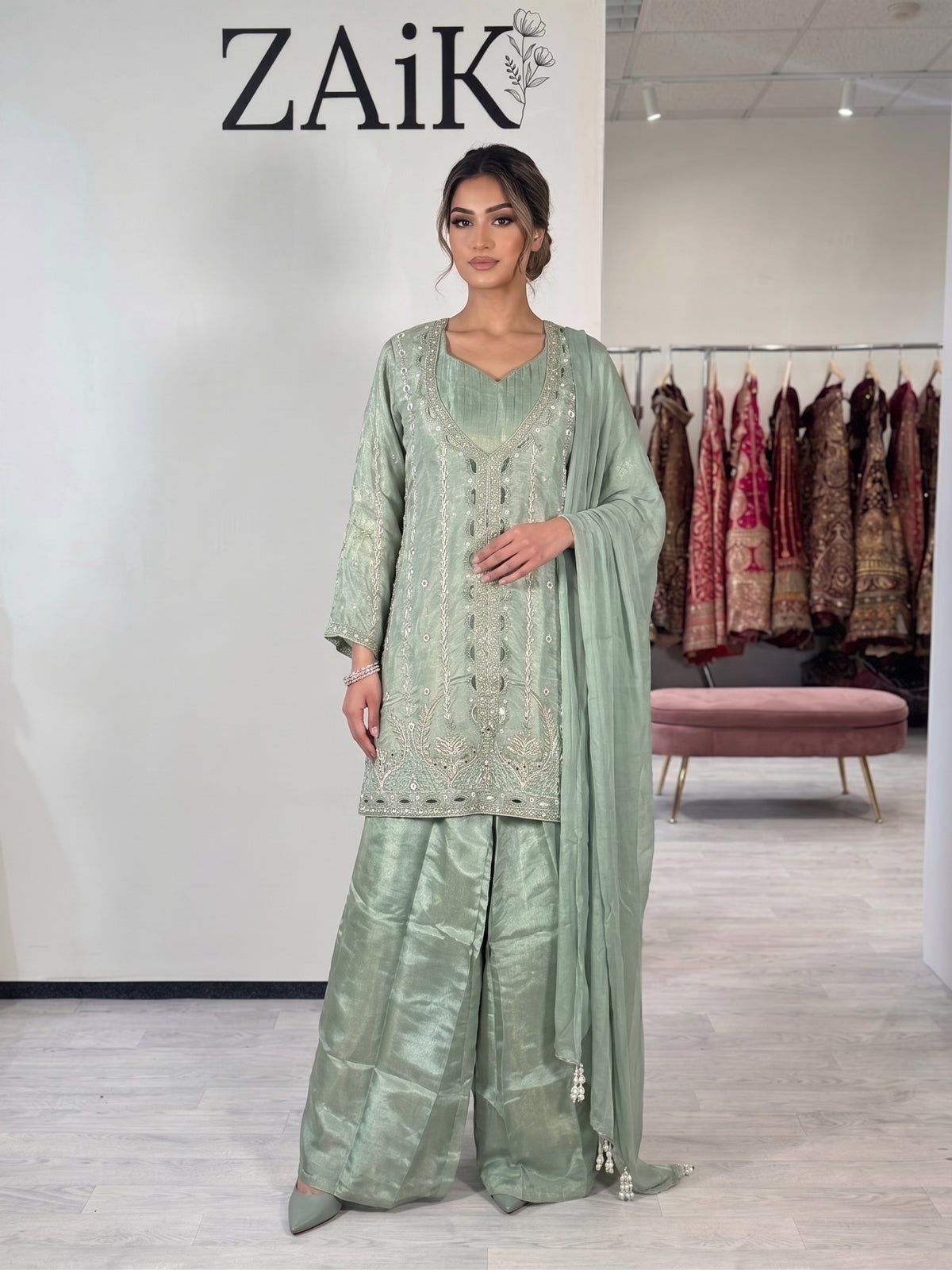 Indo Western  Design set -Tissue Silk Sharara 11