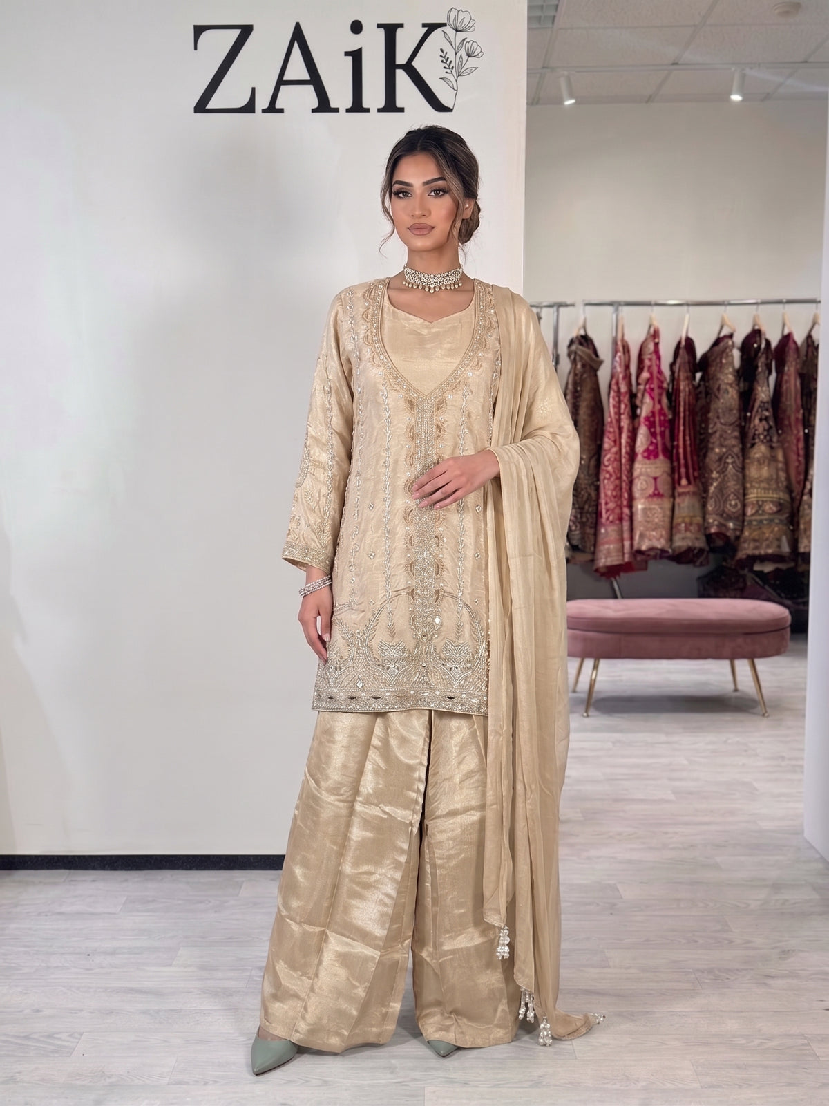 Indo Western  Design set -Tissue Silk Sharara 11