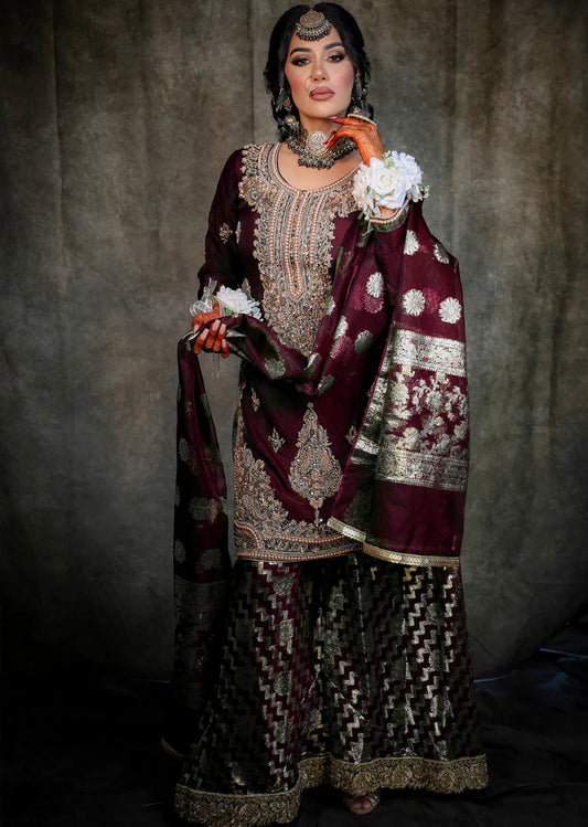 Maroon Gharara Suit