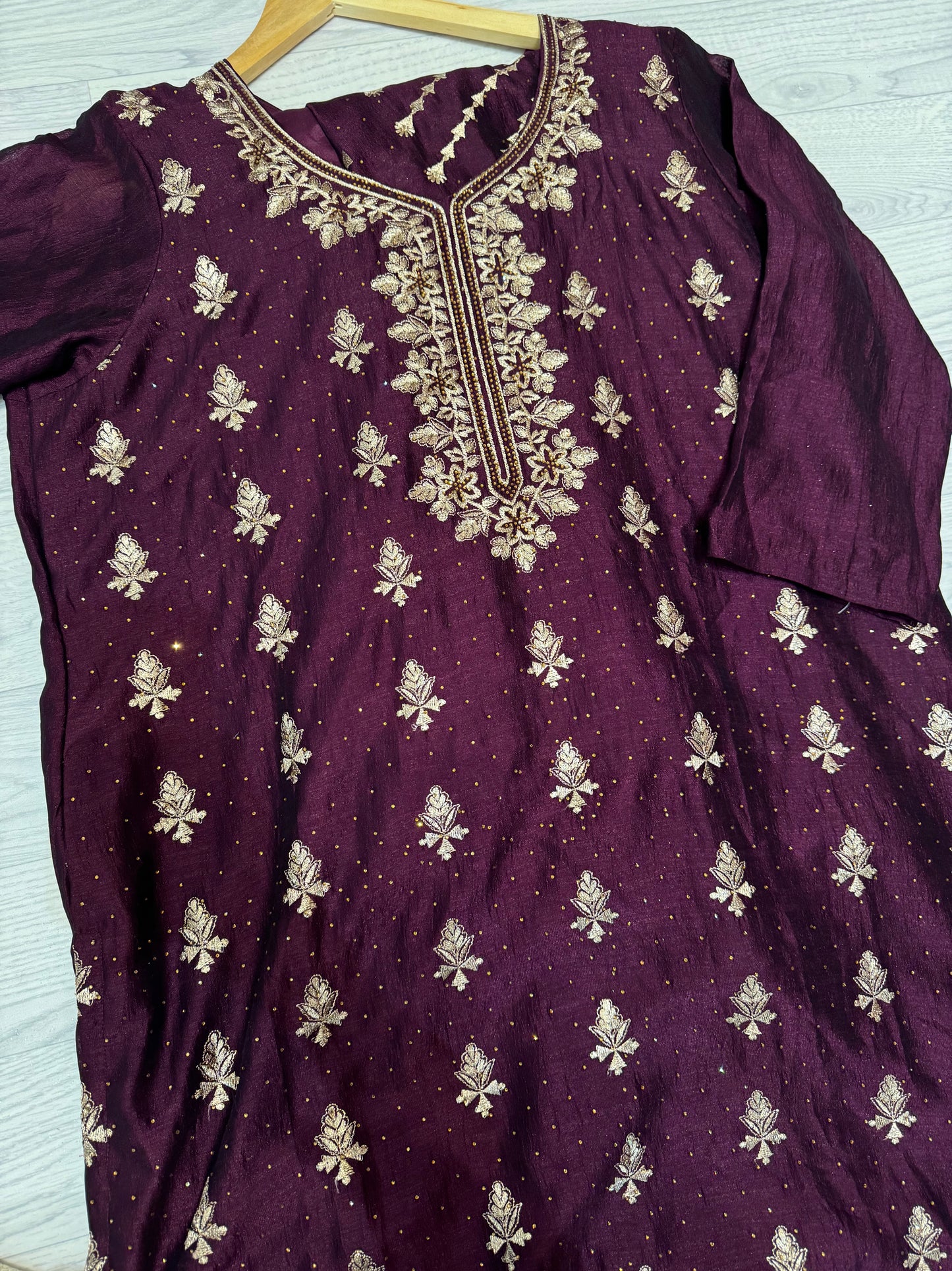 IND Burgundy Embroidered Suit 175