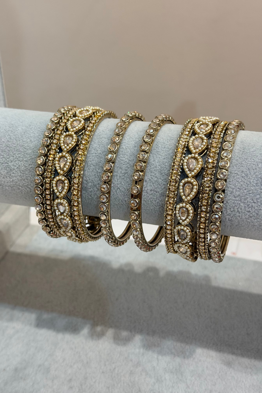 Antik Gold Metal Bangle-  (10-teilig)