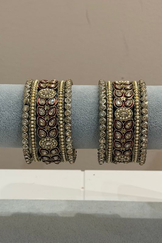 Antik Gold/ Red Metal Bangle-  (10-teilig)