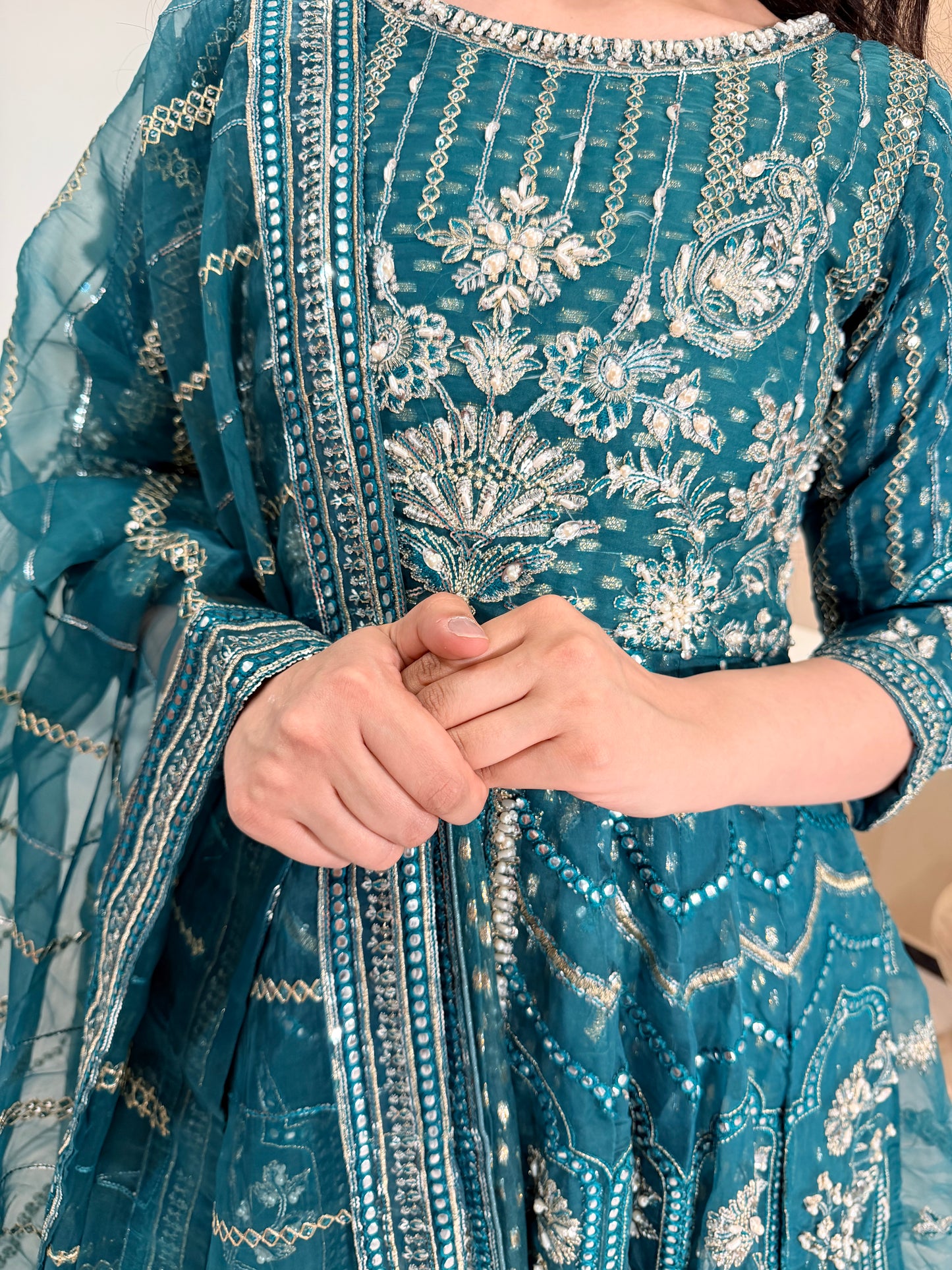 Maxikleid - Teal - open front