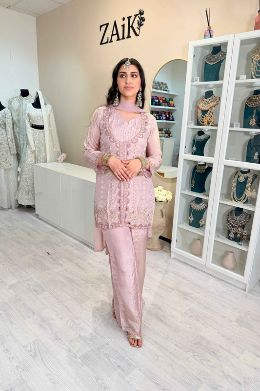 Cutout Design Tissue Silk Sharara 11