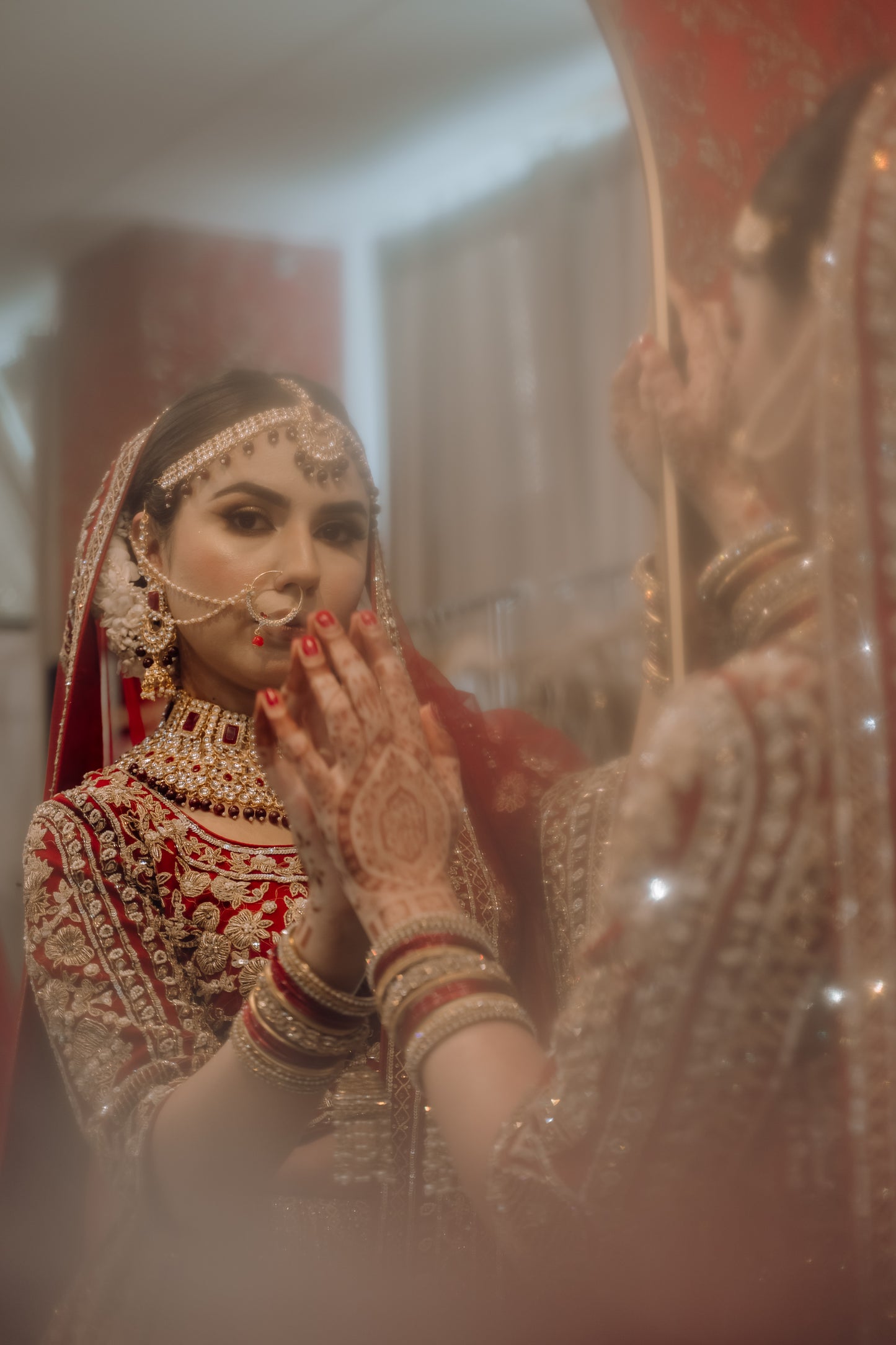 Dark Red / Gold Bridal Lehenga