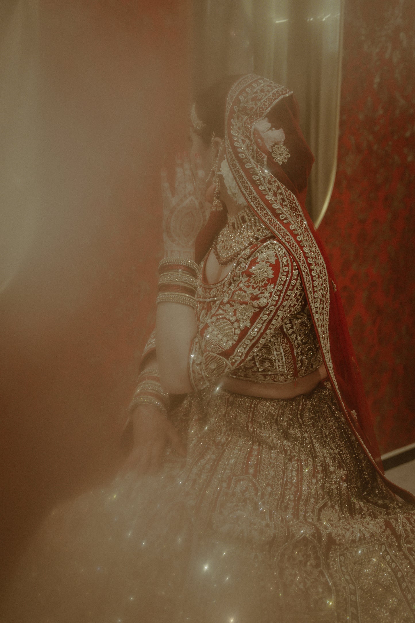 Dark Red / Gold Bridal Lehenga
