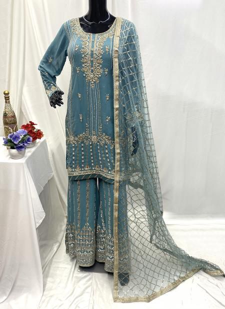 Sky Blue – Heavy Georgette Sharara Suit