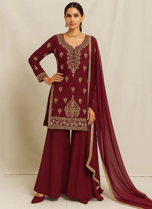 Hot Pink Elegance – Heavy Georgette Embroidery and Handwork  Sharara