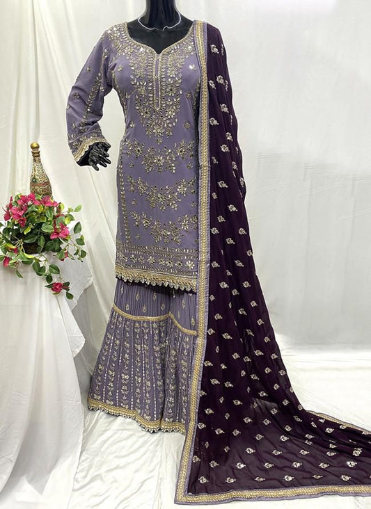 Lila– Heavy Georgette Mirrowork Gharara