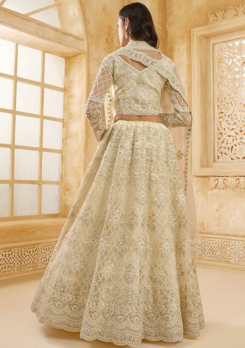 Off White Net & Silk Lehenga 3