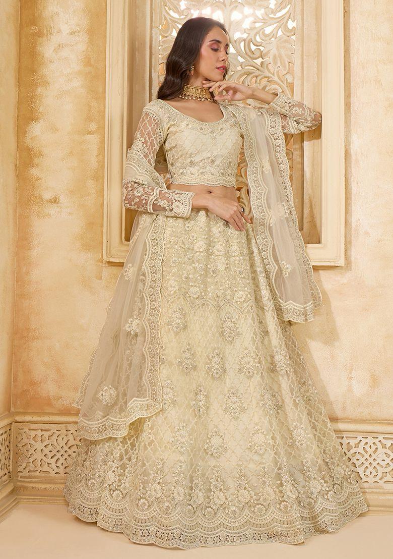 Off White Net & Silk Lehenga 3