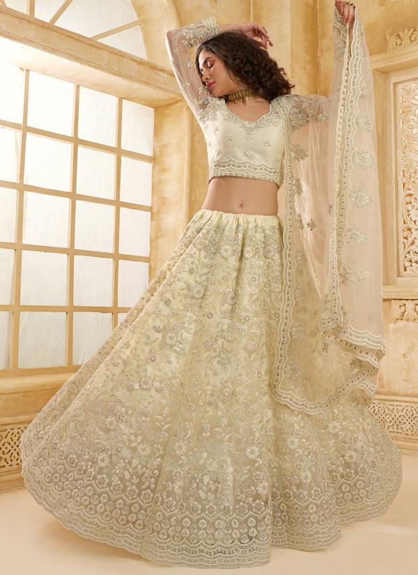 Off White Net & Silk Lehenga 4