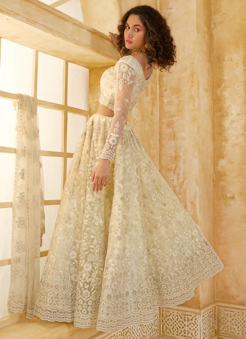 Off White Net & Silk Lehenga 4