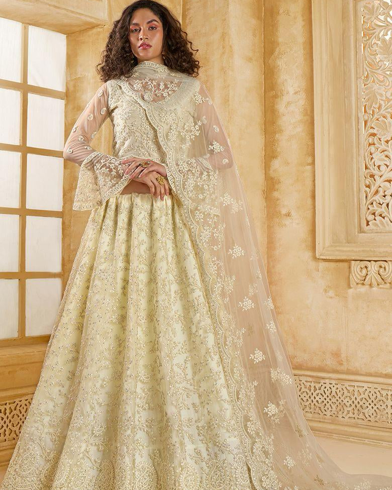 Off White Net & Silk Lehenga 2