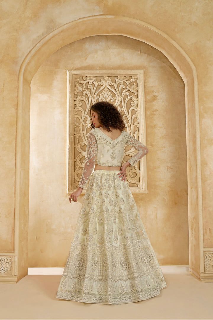 Off White Net & Silk Lehenga 5