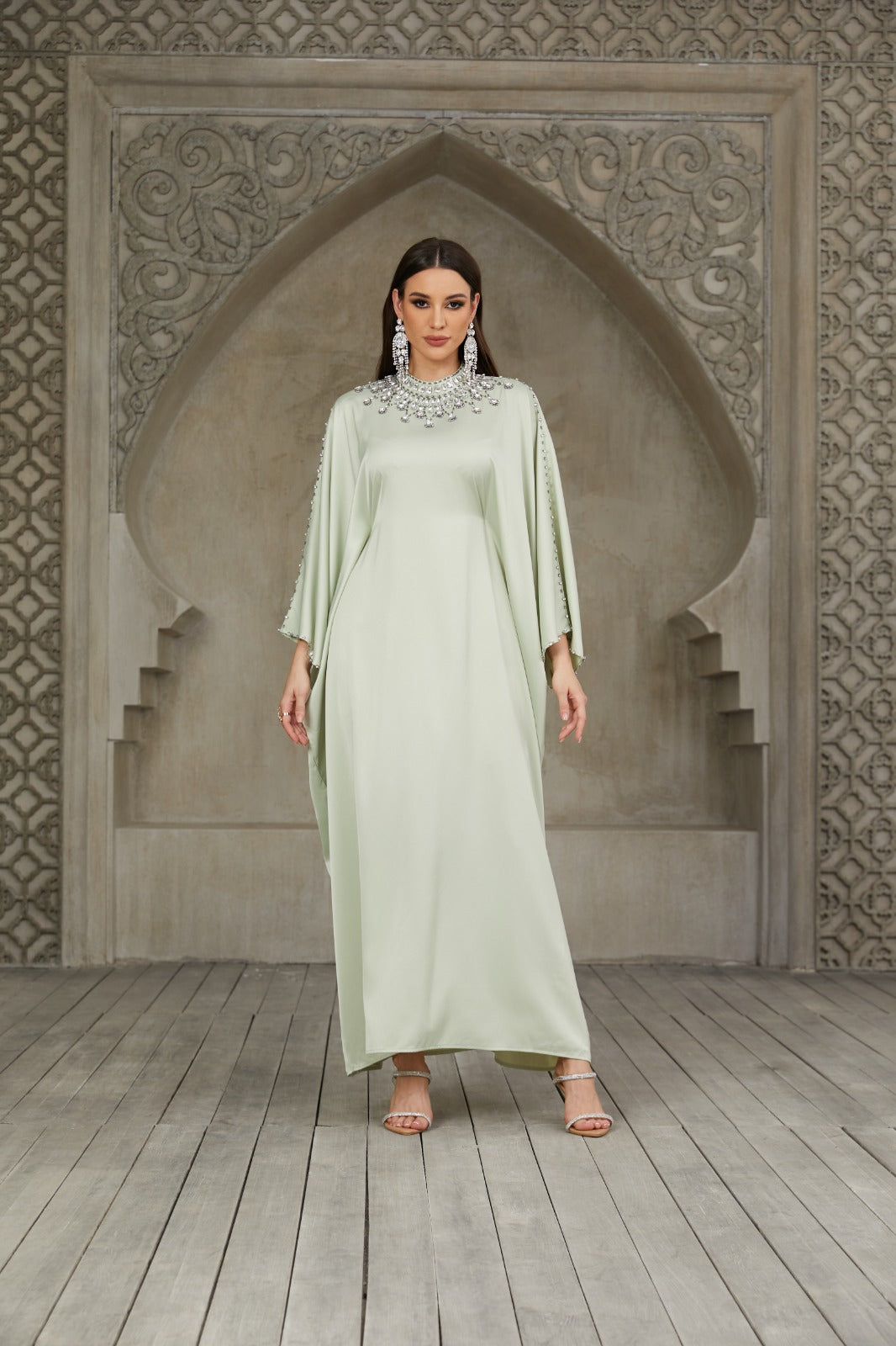 Mint green Kaftan + Strass