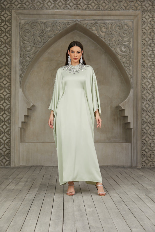 Mint green Kaftan + Strass