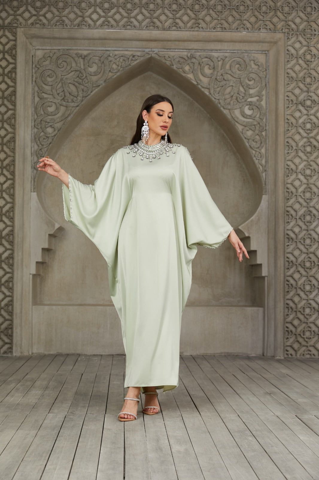 Mint green Kaftan + Strass