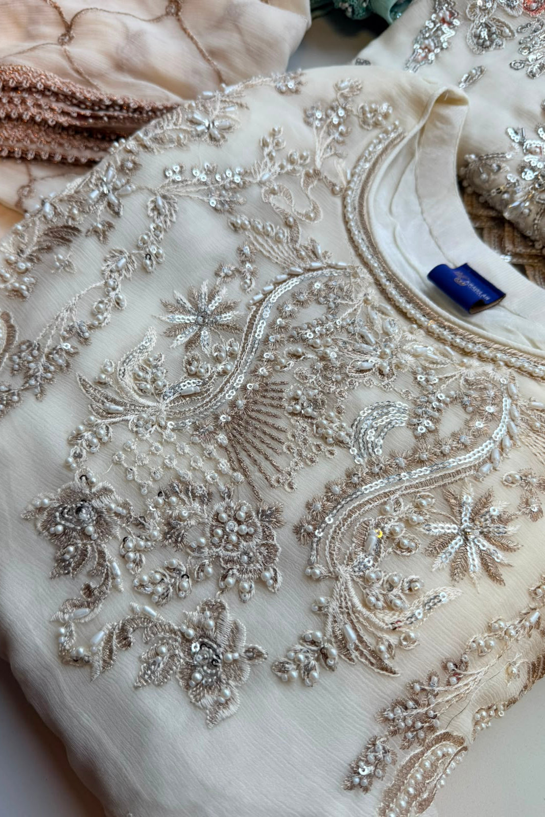 Luxury Embroidered Chiffon Collection- off white