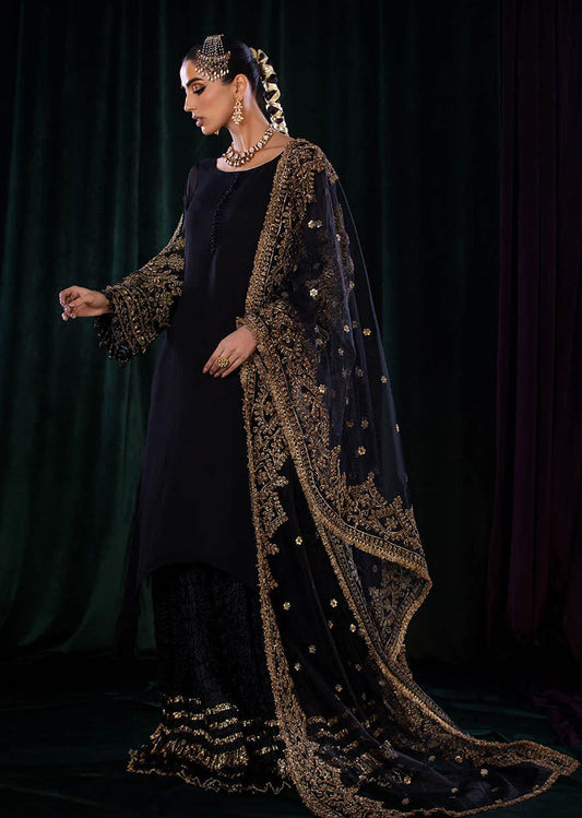 Khuda Baksh Black Sharara Suit