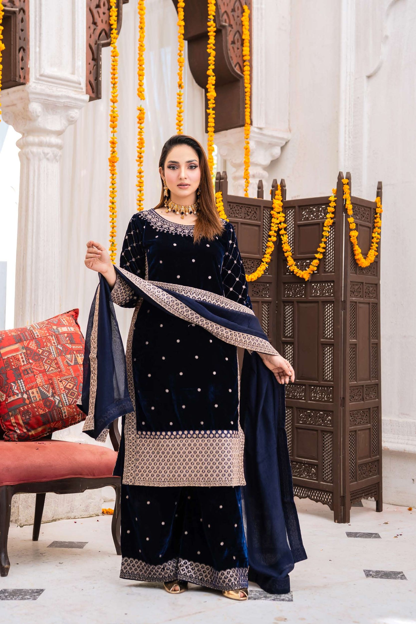 Festlicher Velvet Suit – Luxuriöser 3-teilig- Midnight Navy