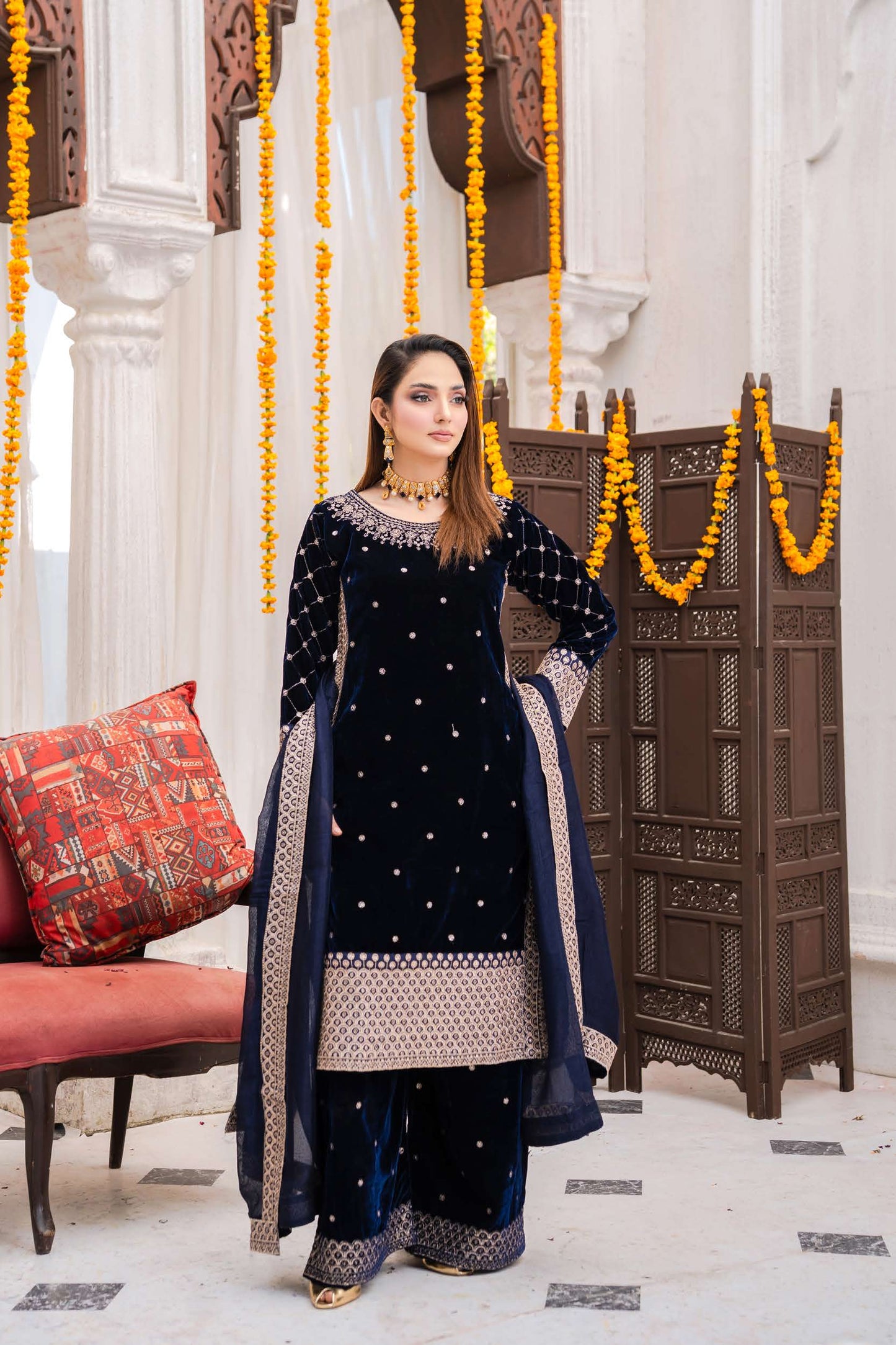 Festlicher Velvet Suit – Luxuriöser 3-teilig- Midnight Navy