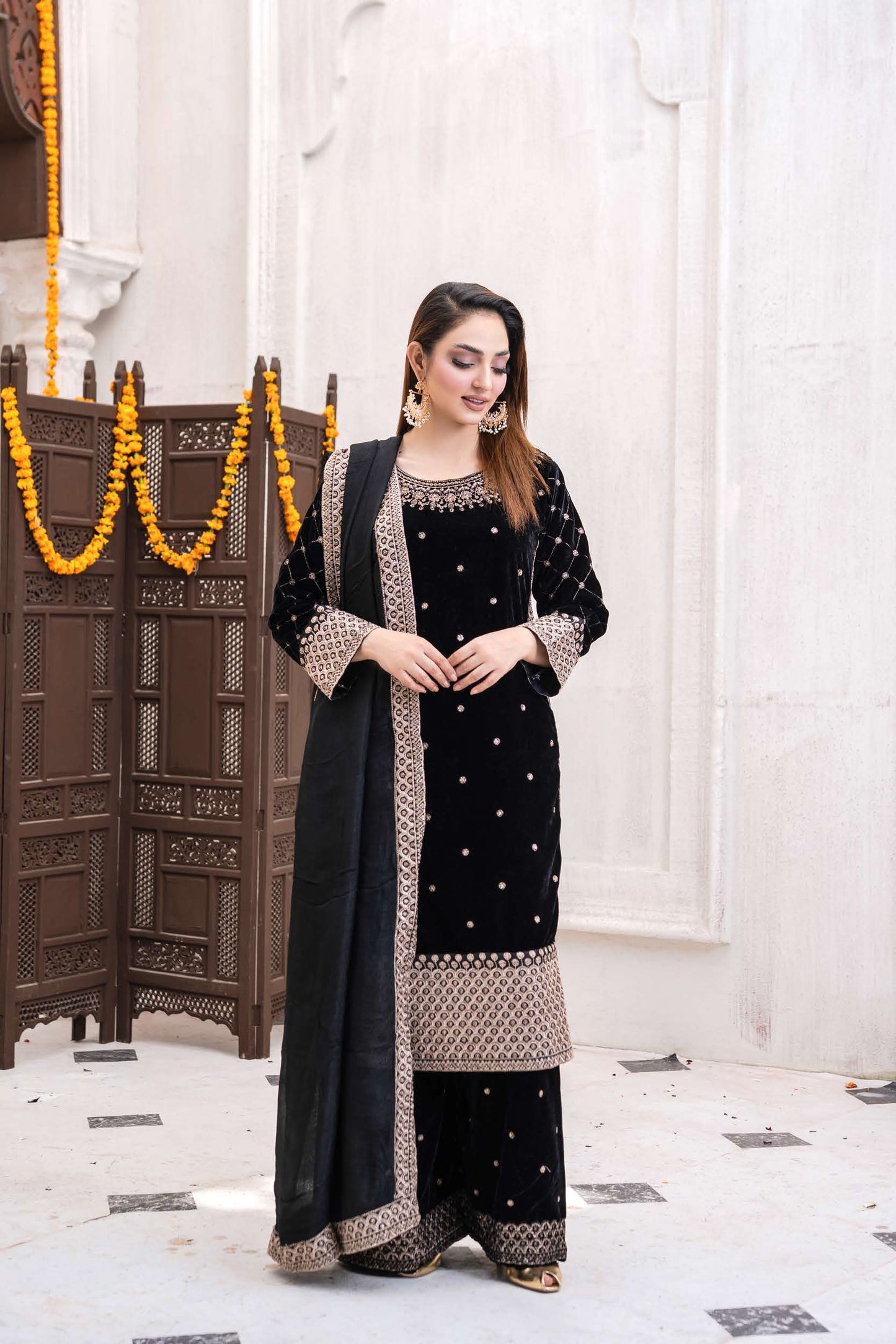 Festlicher Velvet Suit – Luxuriöser 3-teilig- Schwarz