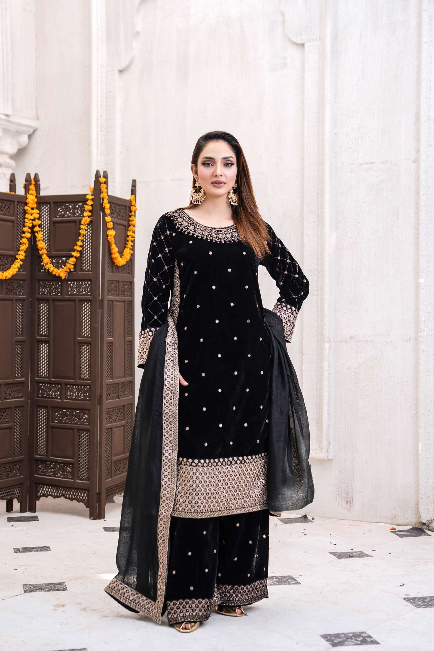 Festlicher Velvet Suit – Luxuriöser 3-teilig- Schwarz