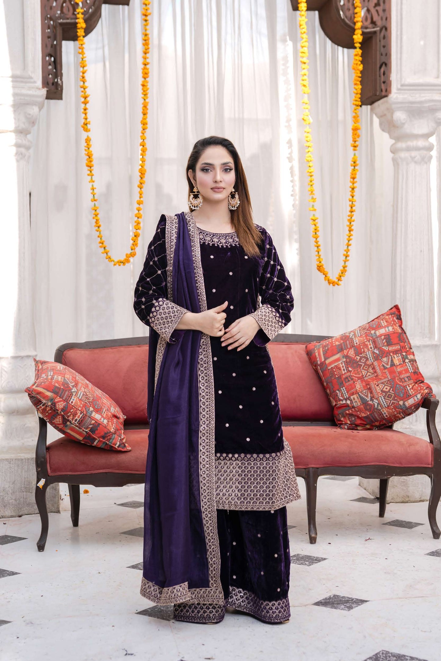 Festlicher Velvet Suit – Luxuriöser 3-teilig- Violett