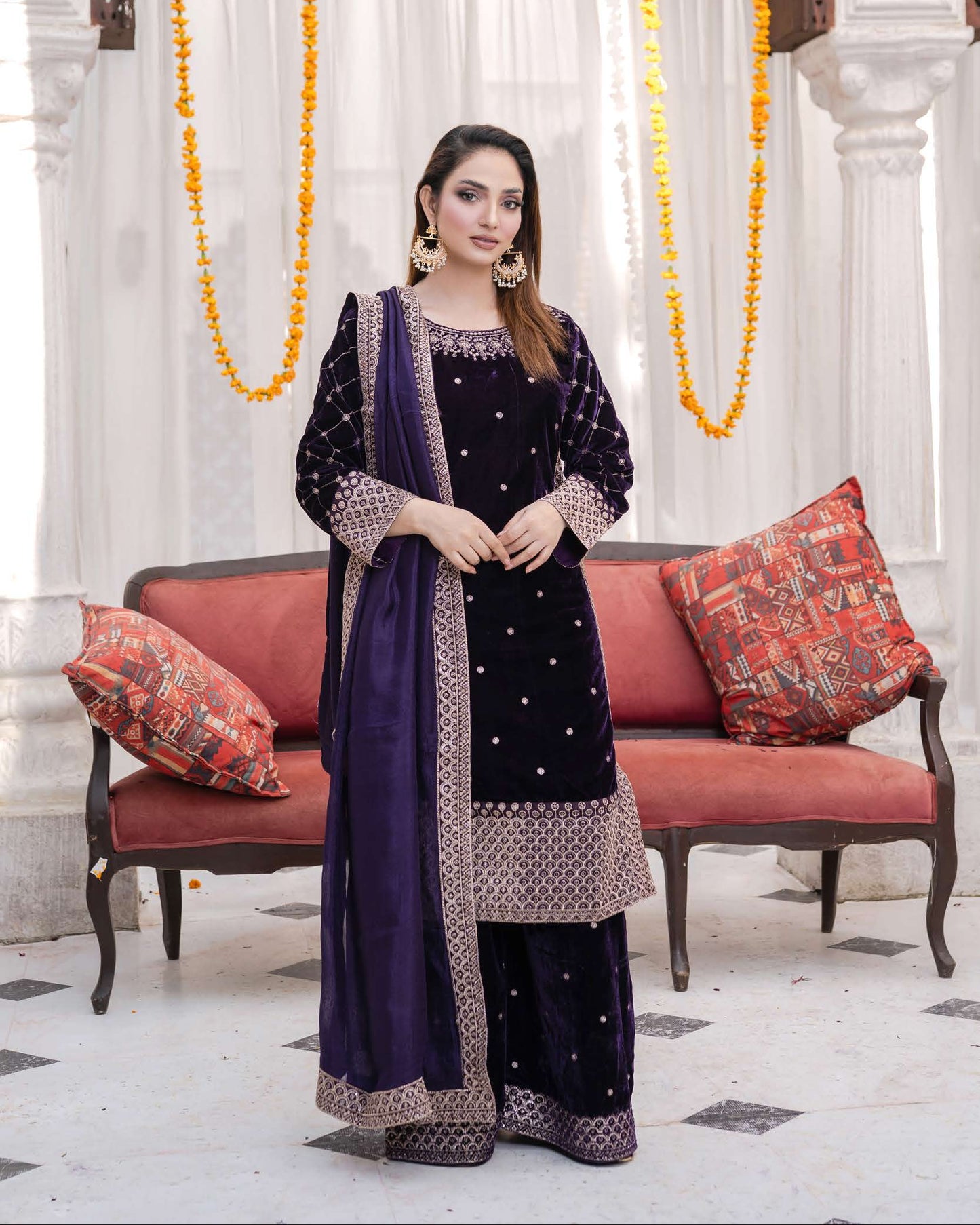 Festlicher Velvet Suit – Luxuriöser 3-teilig- Violett