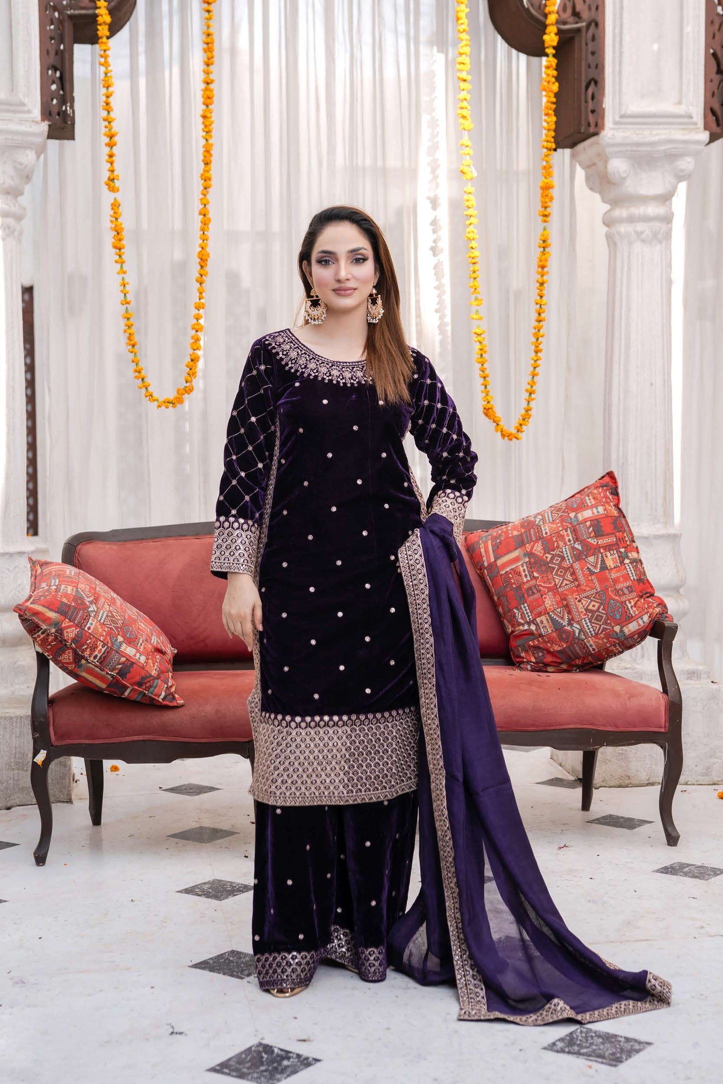 Festlicher Velvet Suit – Luxuriöser 3-teilig- Violett