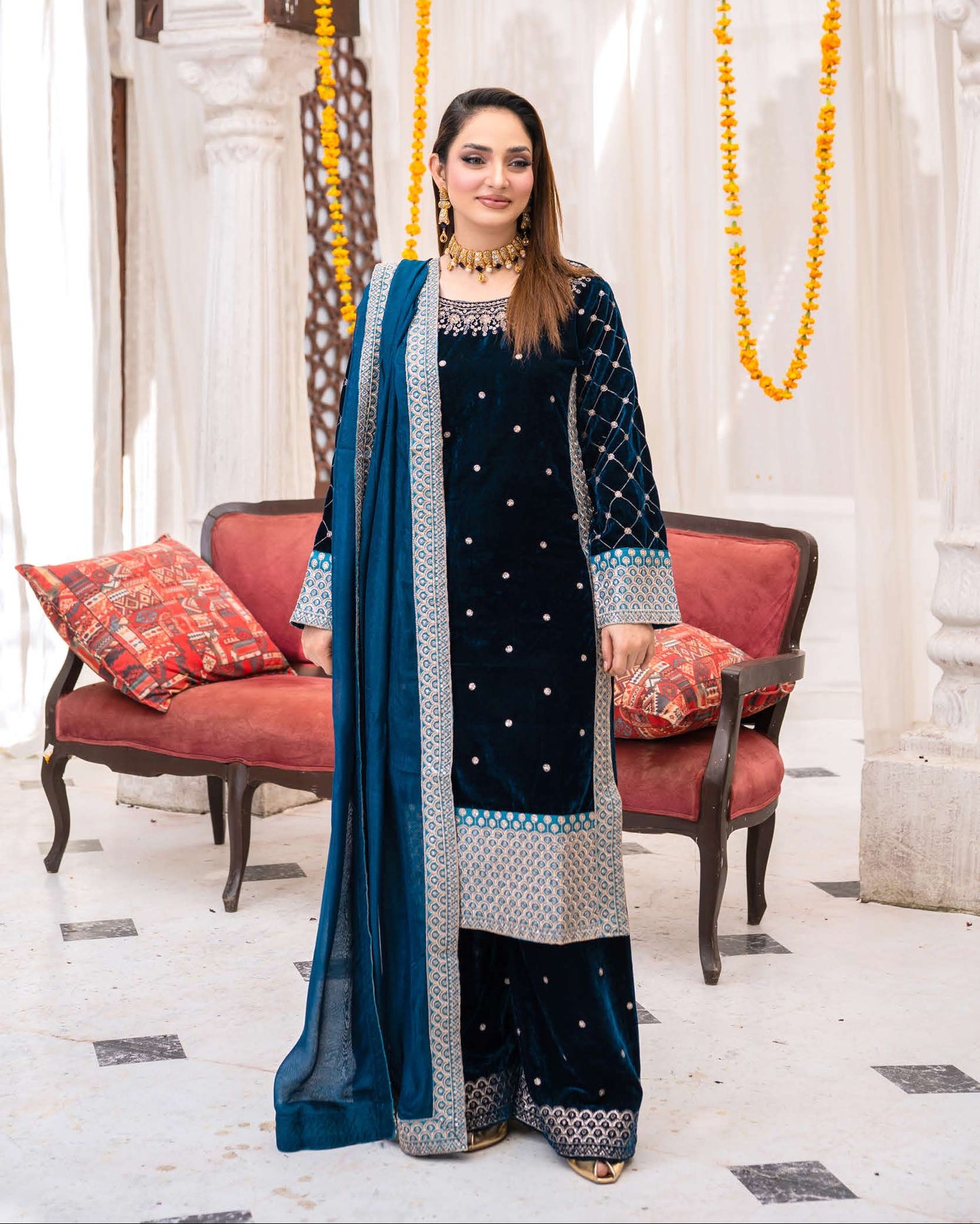 Festlicher Velvet Suit – Luxuriöser 3-teilig- Royal Blue