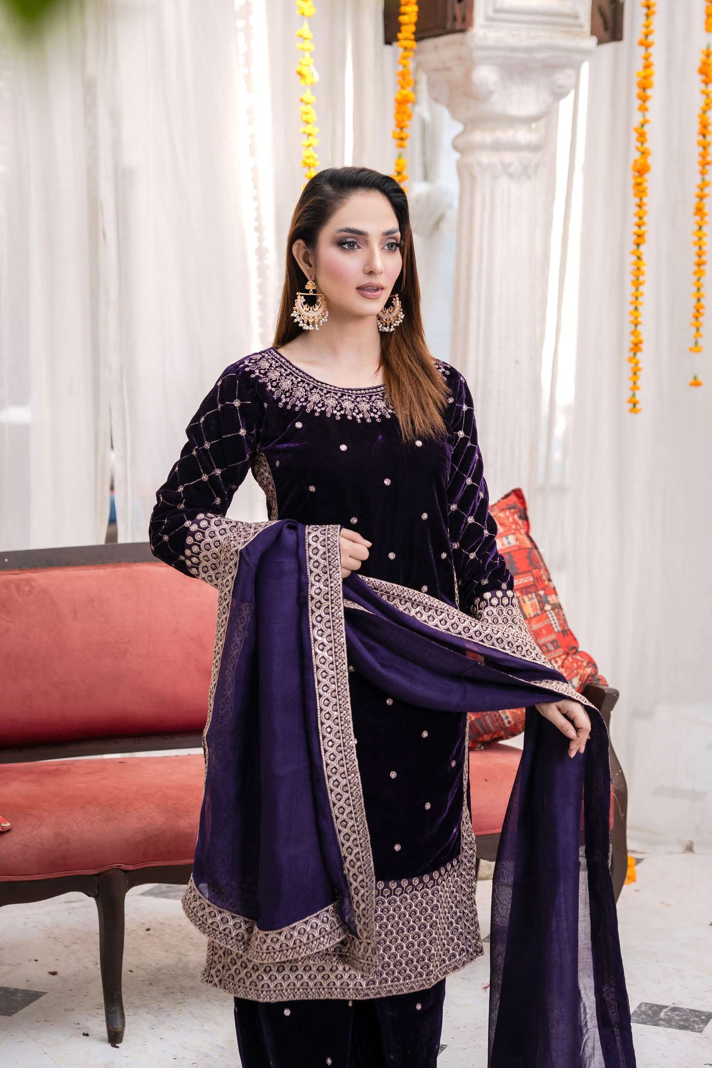 Festlicher Velvet Suit – Luxuriöser 3-teilig- Violett