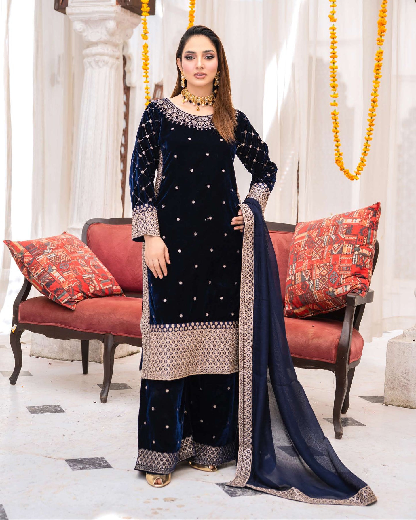 Festlicher Velvet Suit – Luxuriöser 3-teilig- Midnight Navy