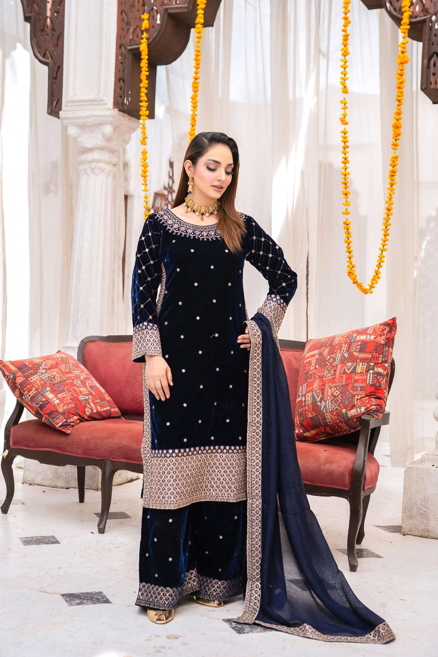 Festlicher Velvet Suit – Luxuriöser 3-teilig- Midnight Navy