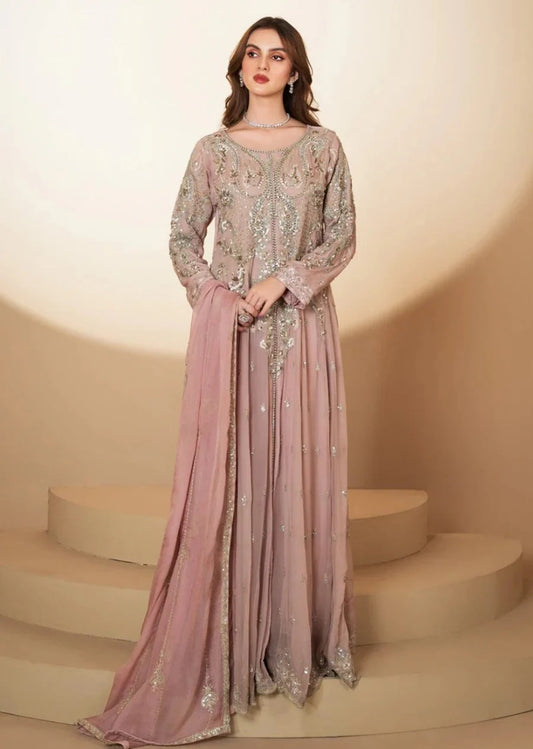 Chiffon Handwork Maxi Pink