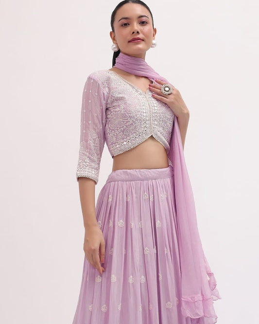 Baby Pink Georgette Lehenga Choli