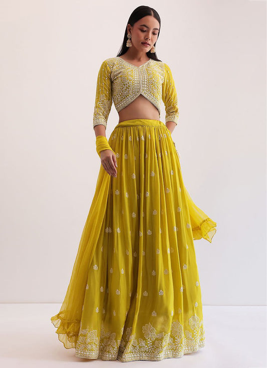 Mustard Georgette Lehenga Choli