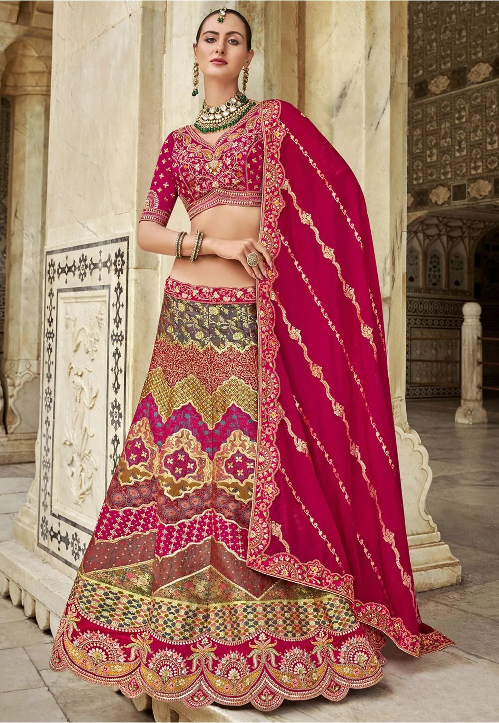 Banarasi Silk Multi Color Lehenga Choli B7