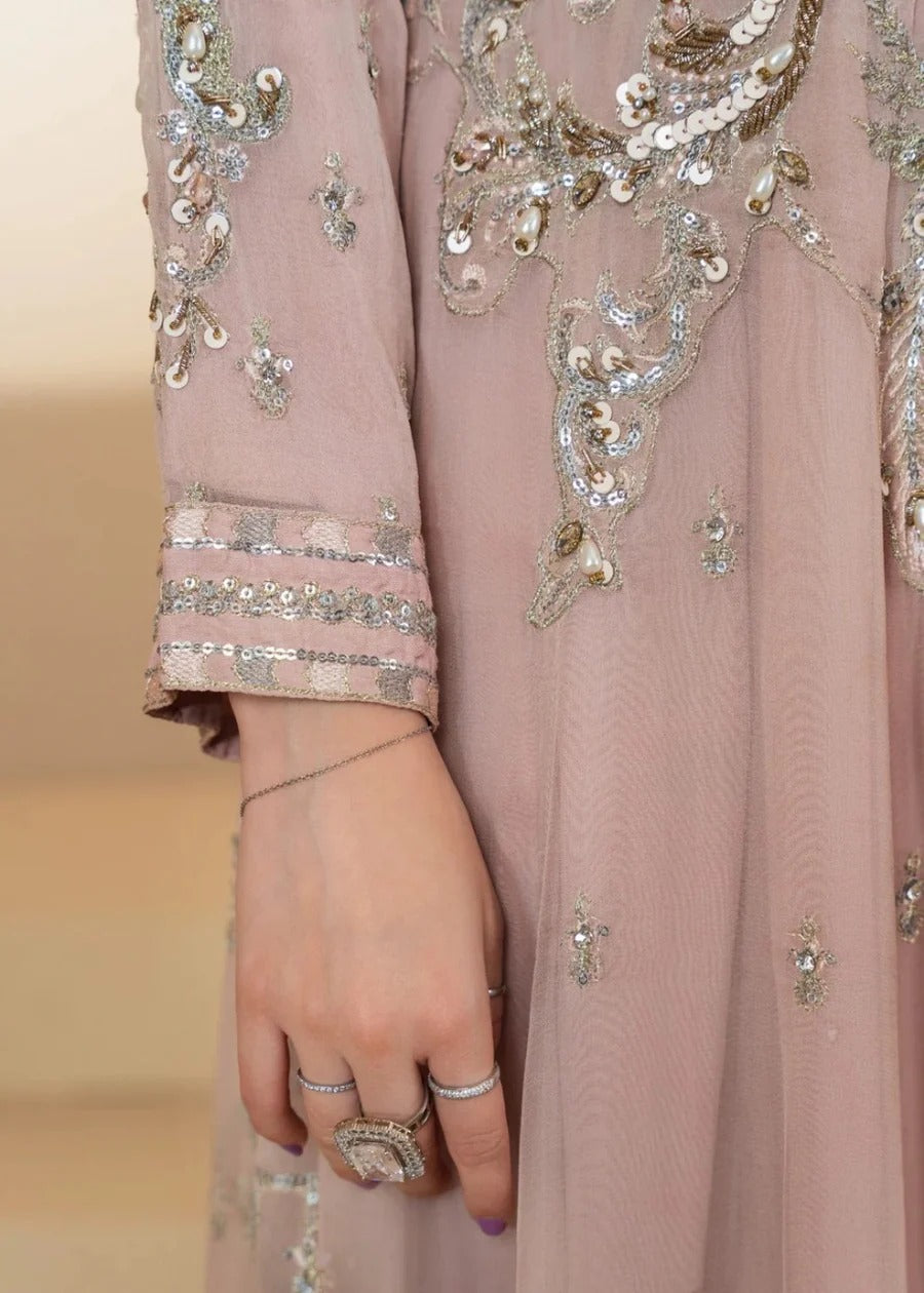 Chiffon Handwork Maxi Pink