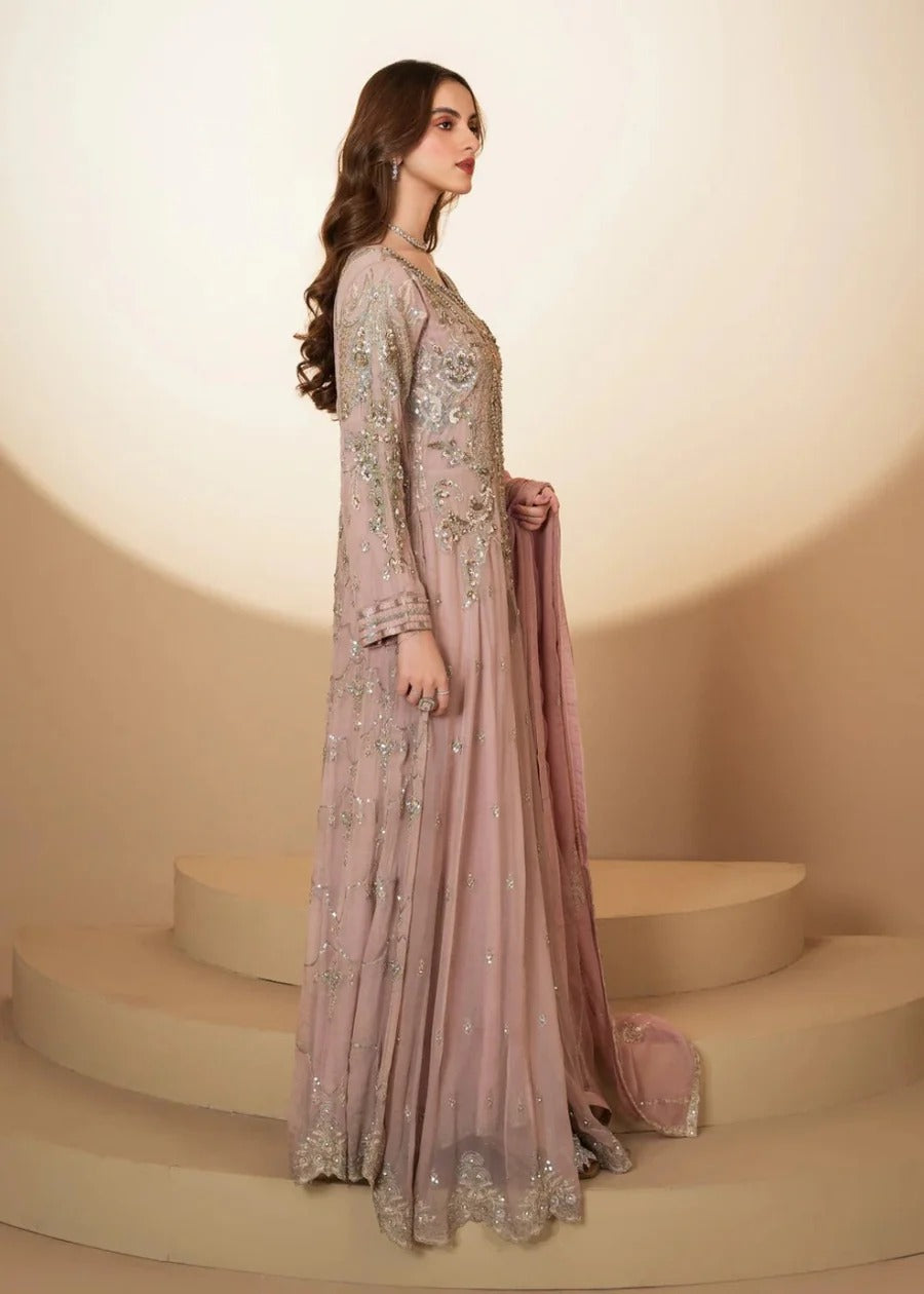 Chiffon Handwork Maxi Pink